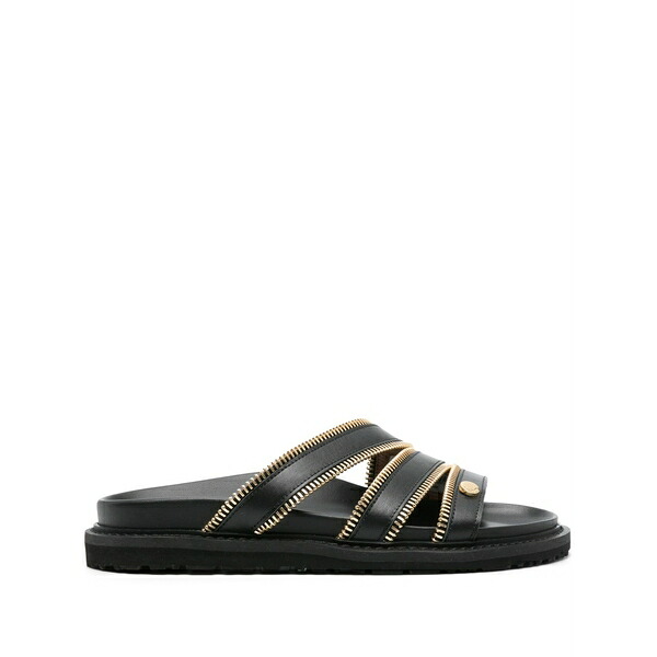 モスキーノ レディース サンダル シューズ Zip-embellished leather slides Black