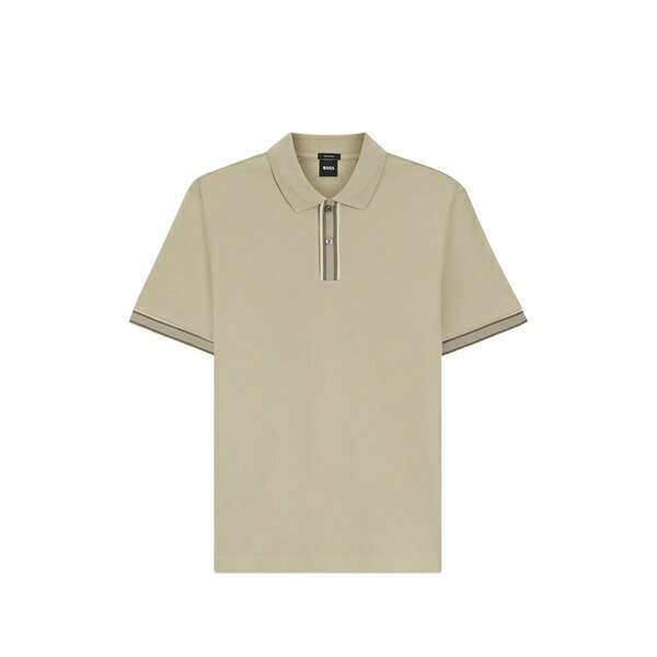 主任者 メンズ スポーツシャツ トップス Striped-detail cotton polo shirt Neutrals