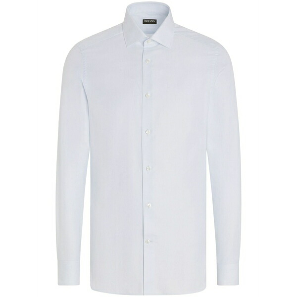 ゼニア メンズ プルオーバー トップス Micro-structured cotton shirt Blue
