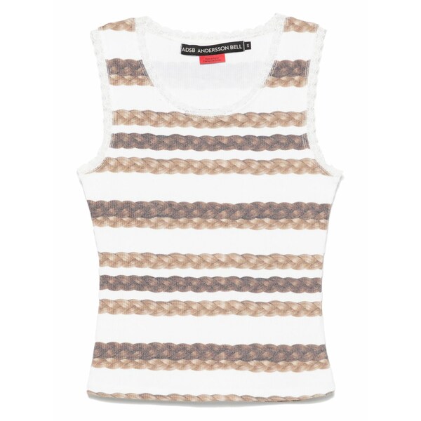 アンダーソン 呼びりん レディース カットソー トップス Hair braid-stripe tank top White