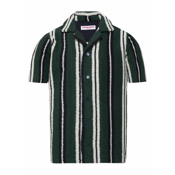 オール赤ちょうちん 赤銅色 メンズ ティーシャツ トップス Griffith striped towelling shirt Green