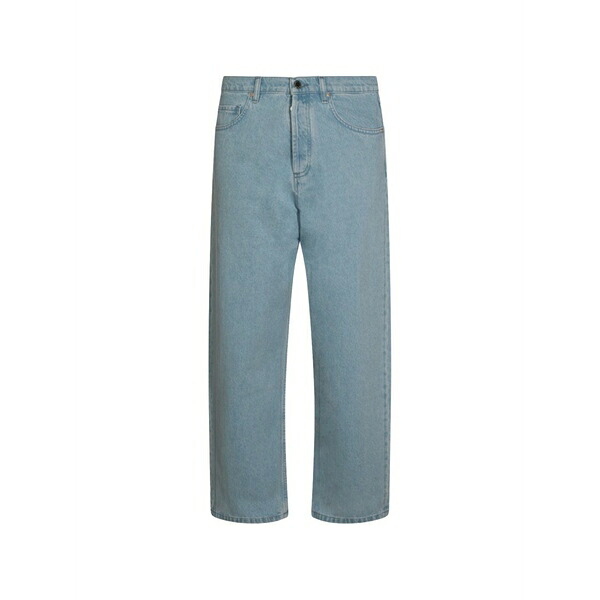 住みか 稲荷 メンズ ジーンズズボン下 ボトムス Logo-patch wide-leg jeans Blue