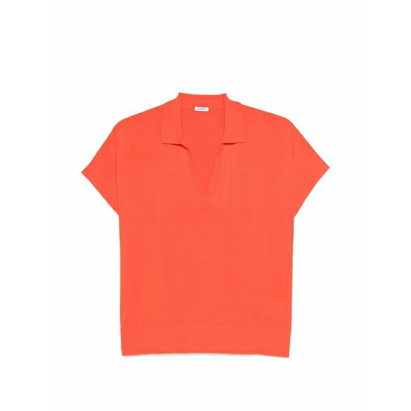 アスペジ レディース ティーシャツ トップス V-neck short-sleeve top Orange
