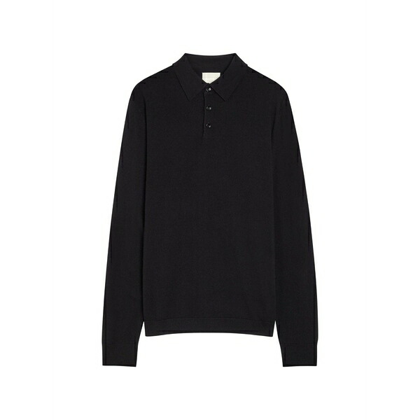 アリュード メンズ スポーツシャツ トップス Long-sleeve knitted polo shirt Black