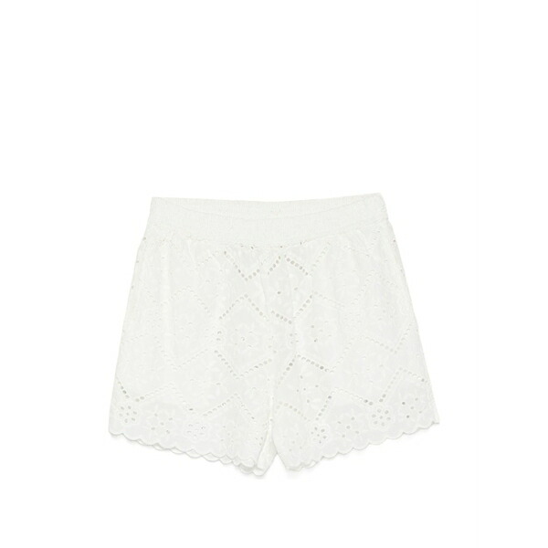 エムシーツーセイントバース レディース 心地好いズボン下 ボトムス Meave broderie-anglaise scalloped-hem shorts White