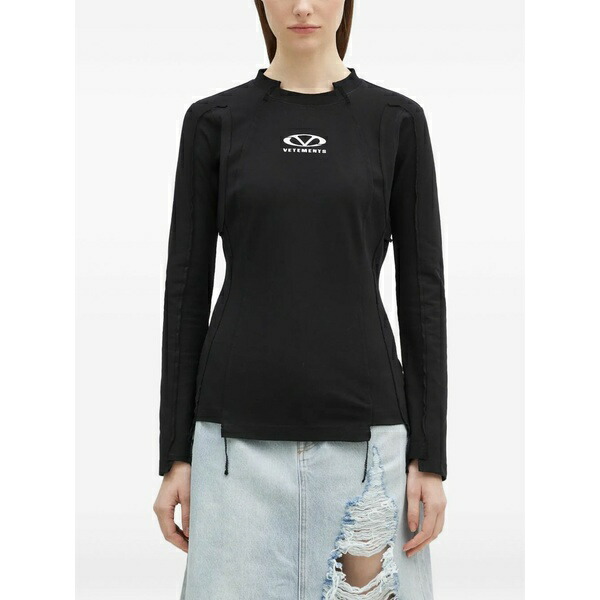 ヴェトモン レディース ティーシャツ トップス Exposed-seam t-shirt Black