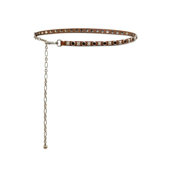 エトロ レディース 胴締め 佩び物 Studded leather belt Brown