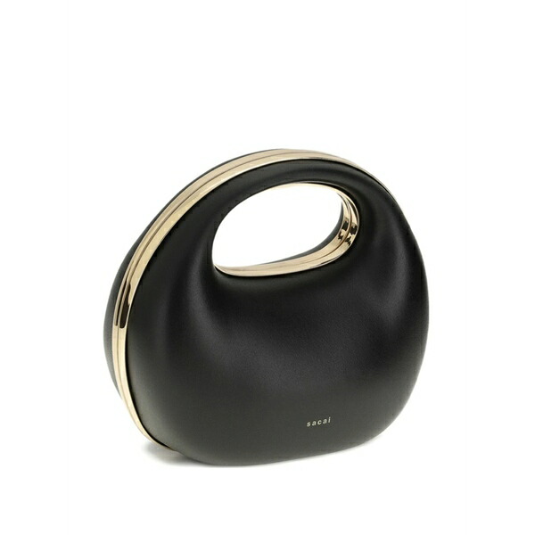 サカイ レディース クラッチペダル御徒面子 御徒面子 Round leather clutch bag Black