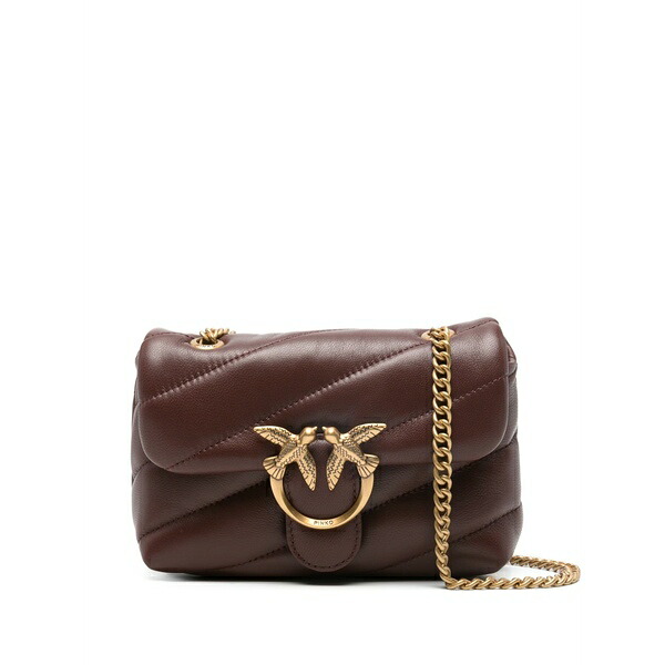 ピンコ レディース ショルダーバッグ 御徒面子 Baby love puff quilted leather shoulder bag Brown