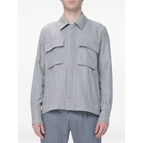 イレブンティ メンズ プルオーバー トップス Striped pocket shirt Grey