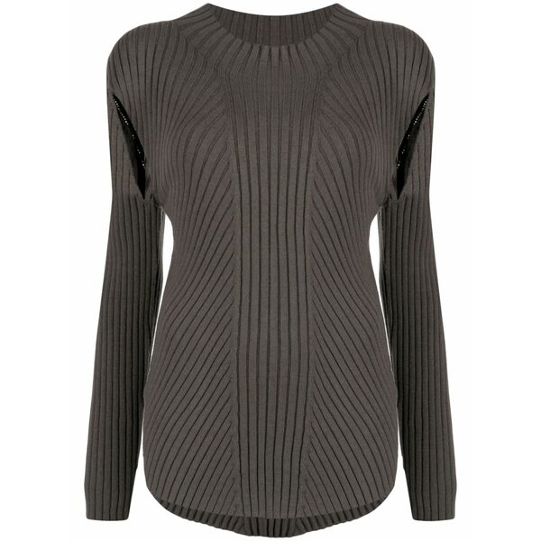 ファースト 古典派音楽 レディース 編み物\u0026プルオーバー アウター Cut-out detailing ribbed-knit jumper  Green