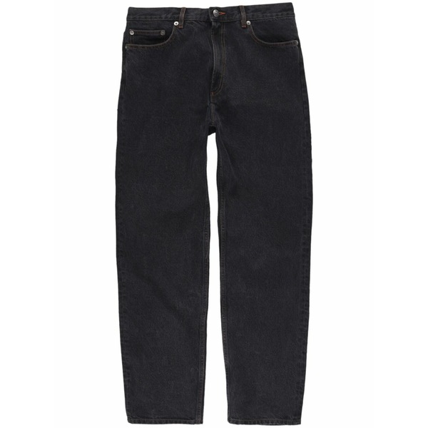 アーペーセー メンズ ジーンズズボン下 ボトムス Contrast-stitch straight-leg jeans Black