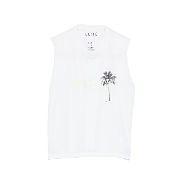 エリート レディース カットソー トップス Palm-tree printed vest  White