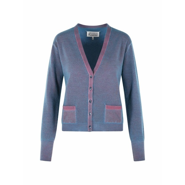 マルタンマルジェラ レディース ジレー アウター Patch-pocket v-neck cardigan Blue