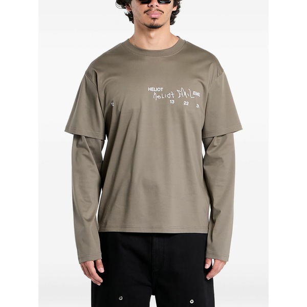 ヘリオットエミル メンズ プルオーバー トップス Logo-print t-shirt Brown
