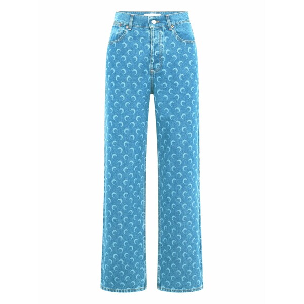 米国海兵隊員 独居室 メンズ ジーンズズボン下 ボトムス Moon-print jeans Blue