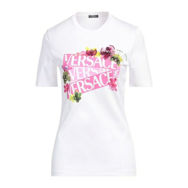 【送料無料】 ヴェルサーチ レディース Tシャツ トップス T-shirts White|asty