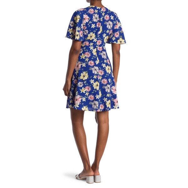 エリザジェイ レディース ワンピース Midi Sleeve Flutter Dress Blu トップス Hi-Lo スーツ・セットアップ | windowmaker.com