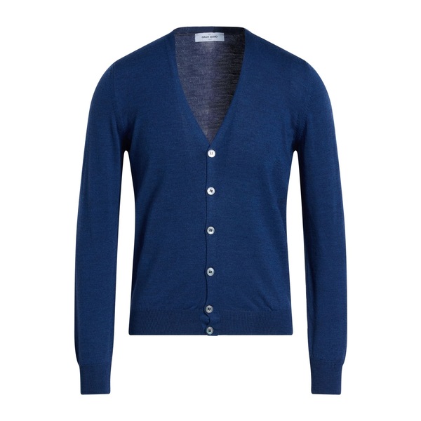 【送料無料】 グランサッソ メンズ カーディガン アウター Cardigans Blue｜asty
