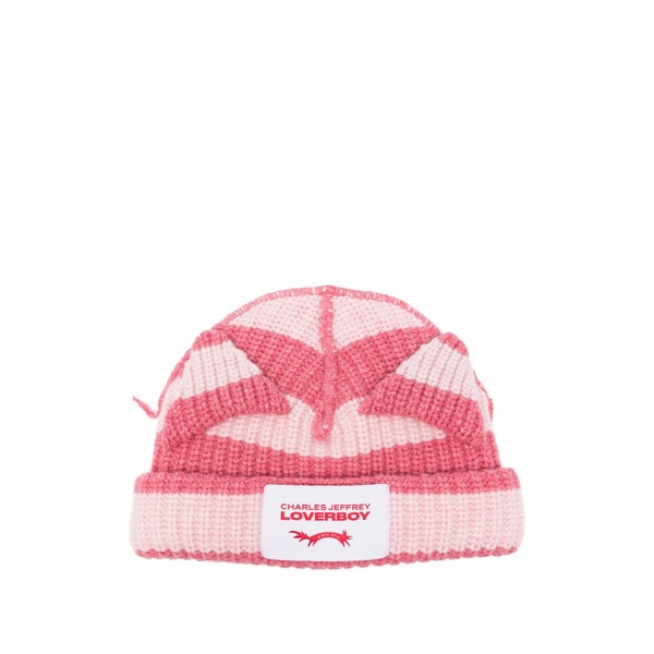 プリンスチャールズ島・ジェフリー メンズ かぶり笠 佩び物 Chunky ears striped beanie hat Pink