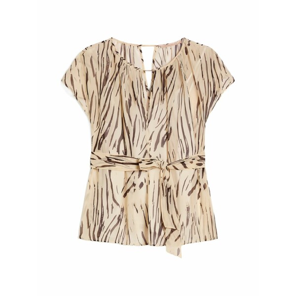 ペニー黒いこと レディース プルオーバー トップス Zebra-print belted blouse Neutrals