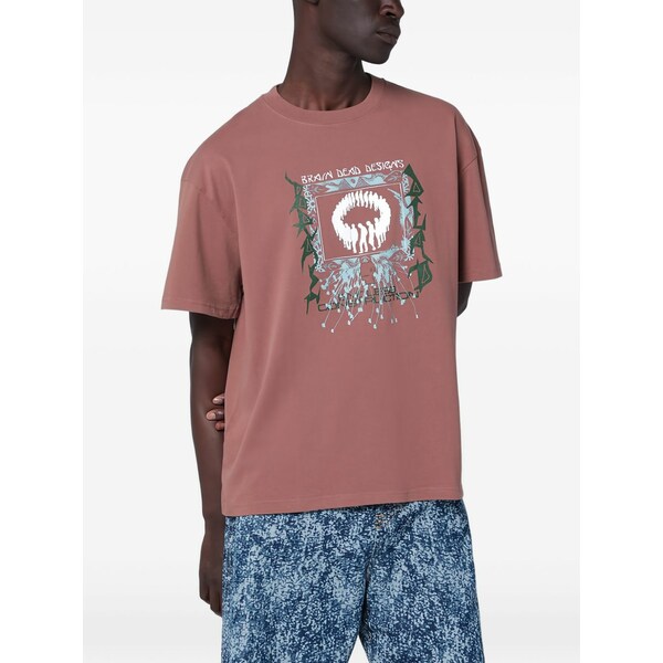 ブレインデッド メンズ ティーシャツ トップス Short-sleeves graphic-print t-shirt Brown