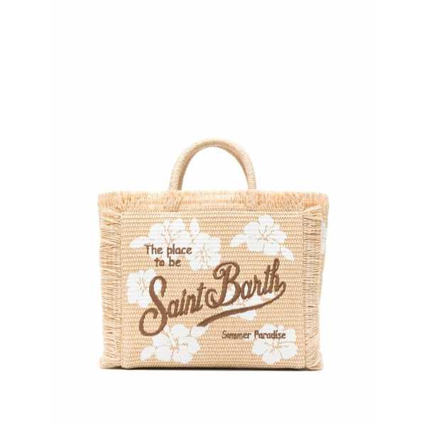 エムシーツーセイントバース レディース うしろ側容器に並べる・背嚢 御徒面子 Hibiscus-print fringed tote bag Neutrals