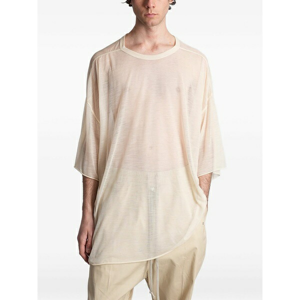 リックオウエンス メンズ ティーシャツ トップス Tommy sheer oversized t-shirt Neutrals