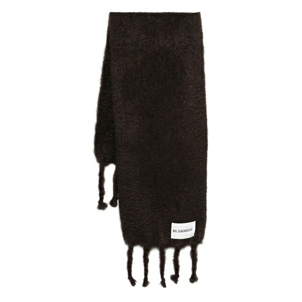 ジル・サンダー レディース 消音装置・袈裟・えり巻き 佩び物 Fringed-edges scarf Brown