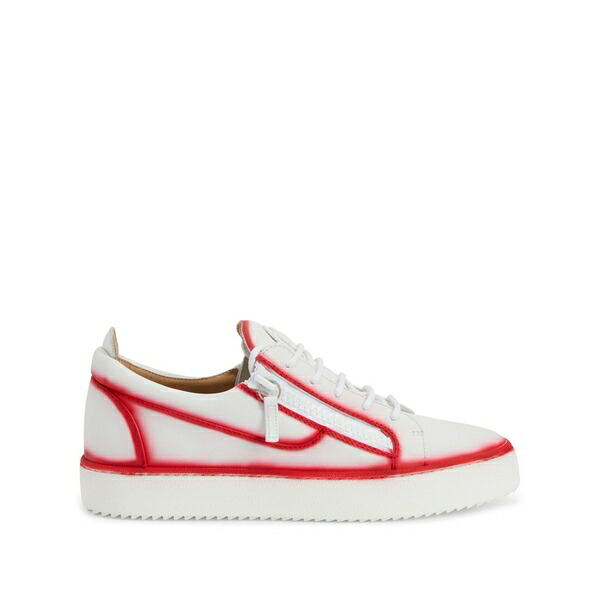 ジュゼッペザノッティ メンズ スニーカー シューズ Frankie seam-detail double-zip low-top sneakers White