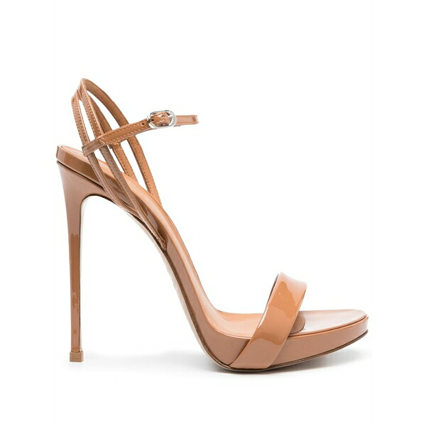 ル シラ レディース サンダル シューズ Gwen 120粍 leather sandals Brown