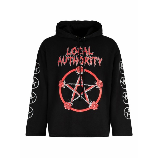ローカルオーソリティ メンズ パーカー・スウェットシャツ アウター Graphic-print cotton hoodie Black