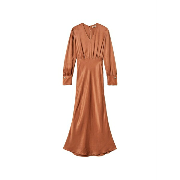 ツイン書き割り レディース 衣裳 トップス Long satin dress Brown