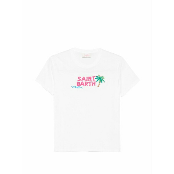エムシーツーセイントバース レディース ティーシャツ トップス Emilie embroidered logo t-shirt White