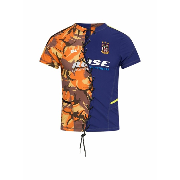 マーティン・サクラ色 メンズ ティーシャツ トップス Lace-up short-sleeve t-shirt Blue