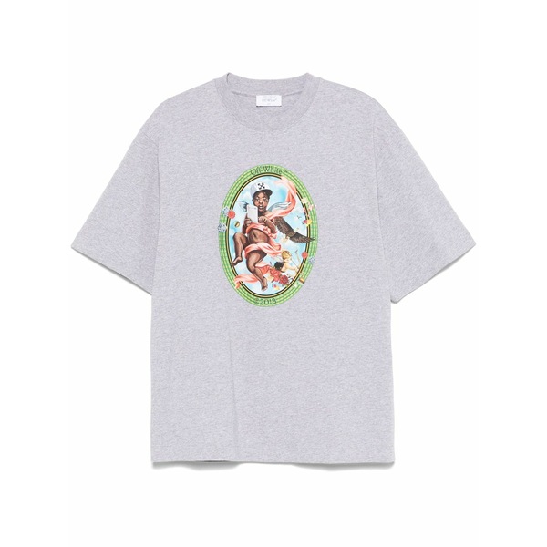 象牙色 メンズ ティーシャツ トップス Fresco oval t-shirt Grey