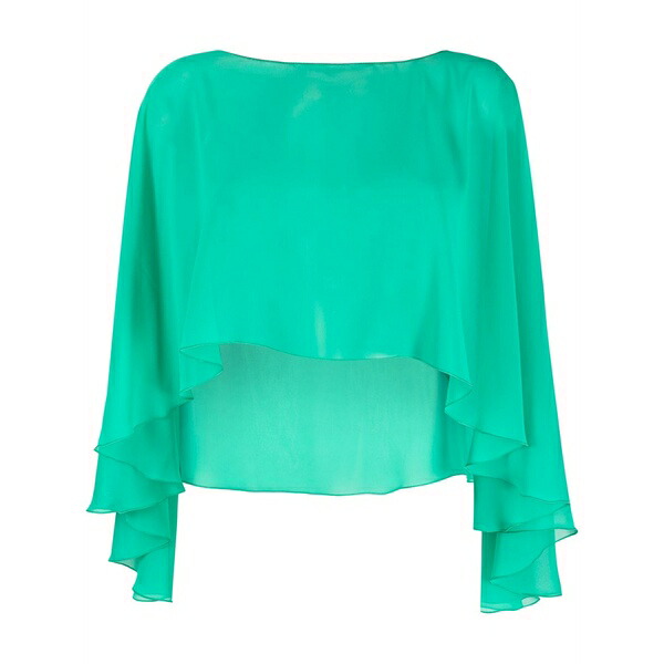 ブランカ ヴィータ レディース ティーシャツ トップス Transparent ruffled cropped top Green