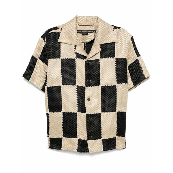 アンダーソン 呼びりん メンズ プルオーバー トップス Patchwork camp-collar shirt Black