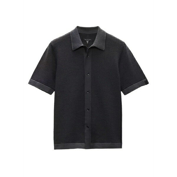 ラグアンドボーン メンズ プルオーバー トップス Textured short-sleeve shirt Black