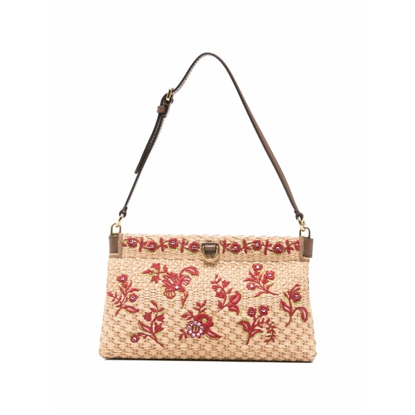 エトロ レディース ショルダーバッグ 御徒面子 Floral-embroidered clutch bag Neutrals