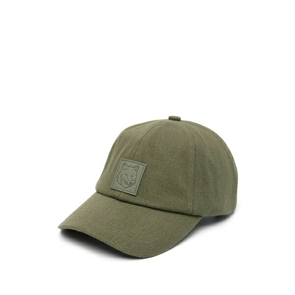 棲み家 狐狸 メンズ かぶり笠 佩び物 Bold fox head-patch baseball cap Green
