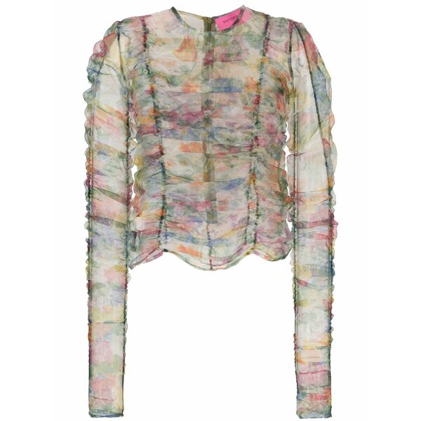 ビクターアンドロルフ レディース プルオーバー トップス Floral-print sheer blouse Green