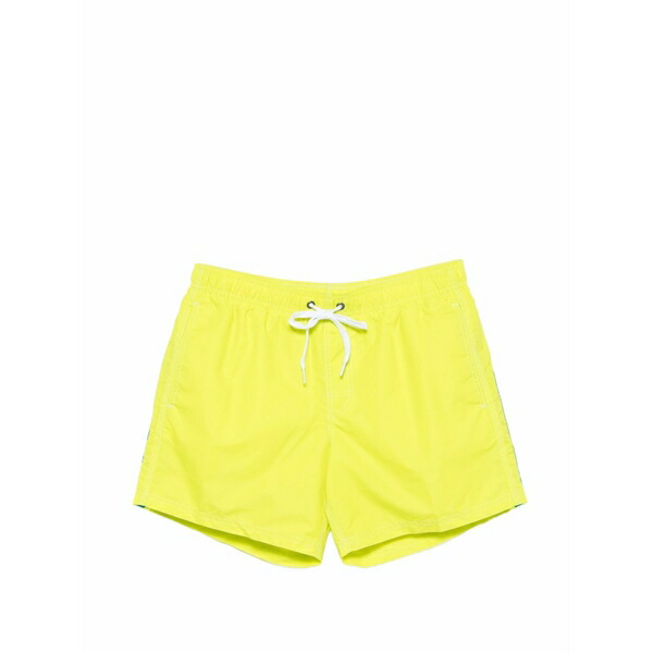 サンデッキ メンズ 心地よいズボン下 ボトムス Striped-trim drawstring swim shorts Yellow