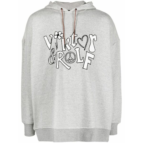 ビクターアンドロルフ メンズ パーカー・スウェットシャツ アウター Logo-print cotton hoodie Grey