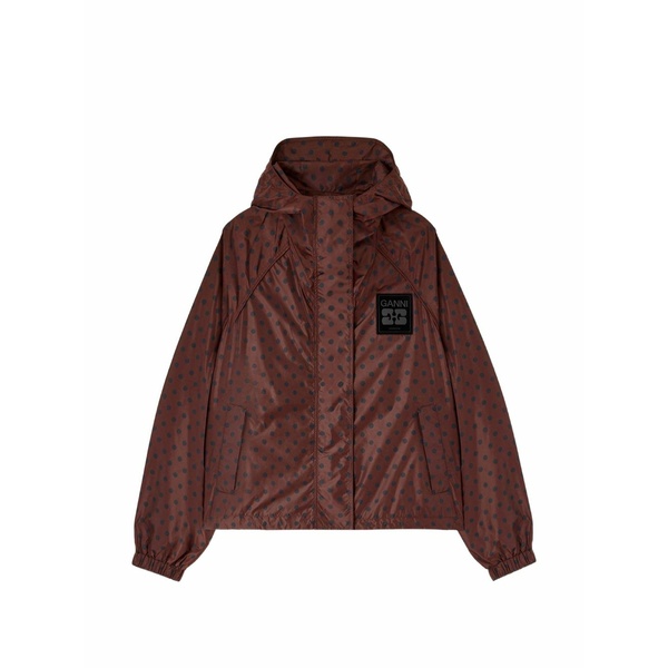 ガニー レディース 上衣＆上衣 アウター Polka-dot hooded jacket Brown