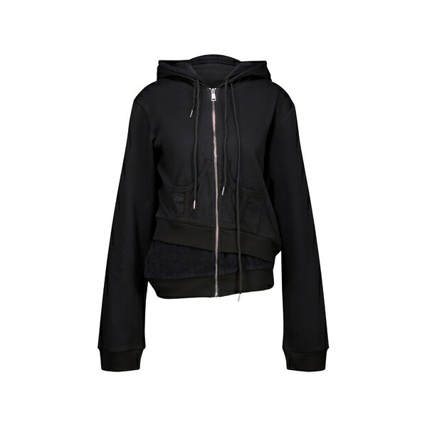 ナターシャジンコ メンズ パーカー・スウェットシャツ アウター Layered asymmetric hoodie Black