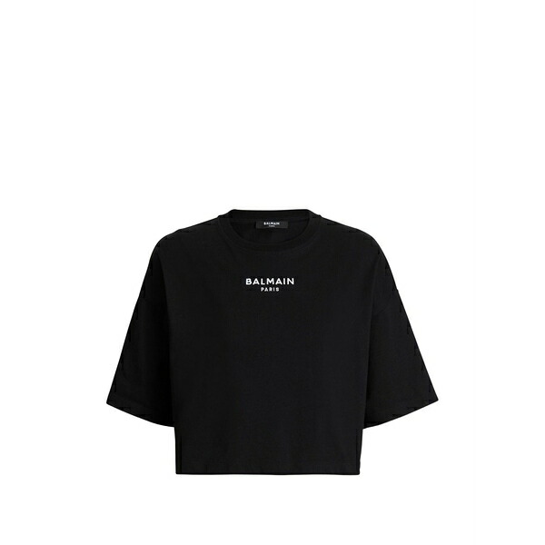 バルマン レディース Tシャツ トップス Balmain paris embroidered t-shirt Black|asty