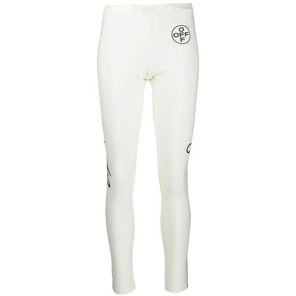 象牙色 レディース 心地よいズボン下 ボトムス Graphic print leggings White