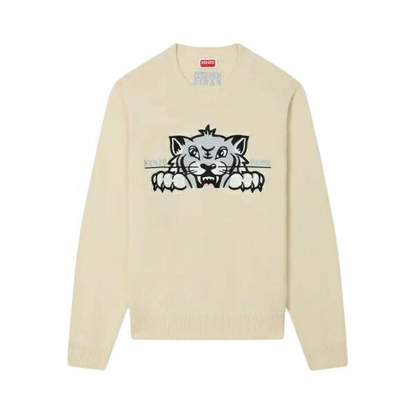 ケンゾー レディース 編み物\u0026プルオーバー アウター Happy tiger sweater Neutrals