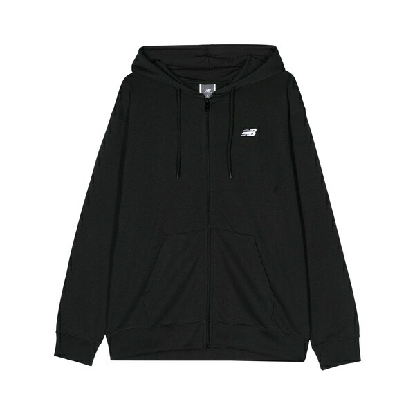 ニュー平衡にする メンズ パーカー・スウェットシャツ アウター Embroidered-logo zipped hoodie Black